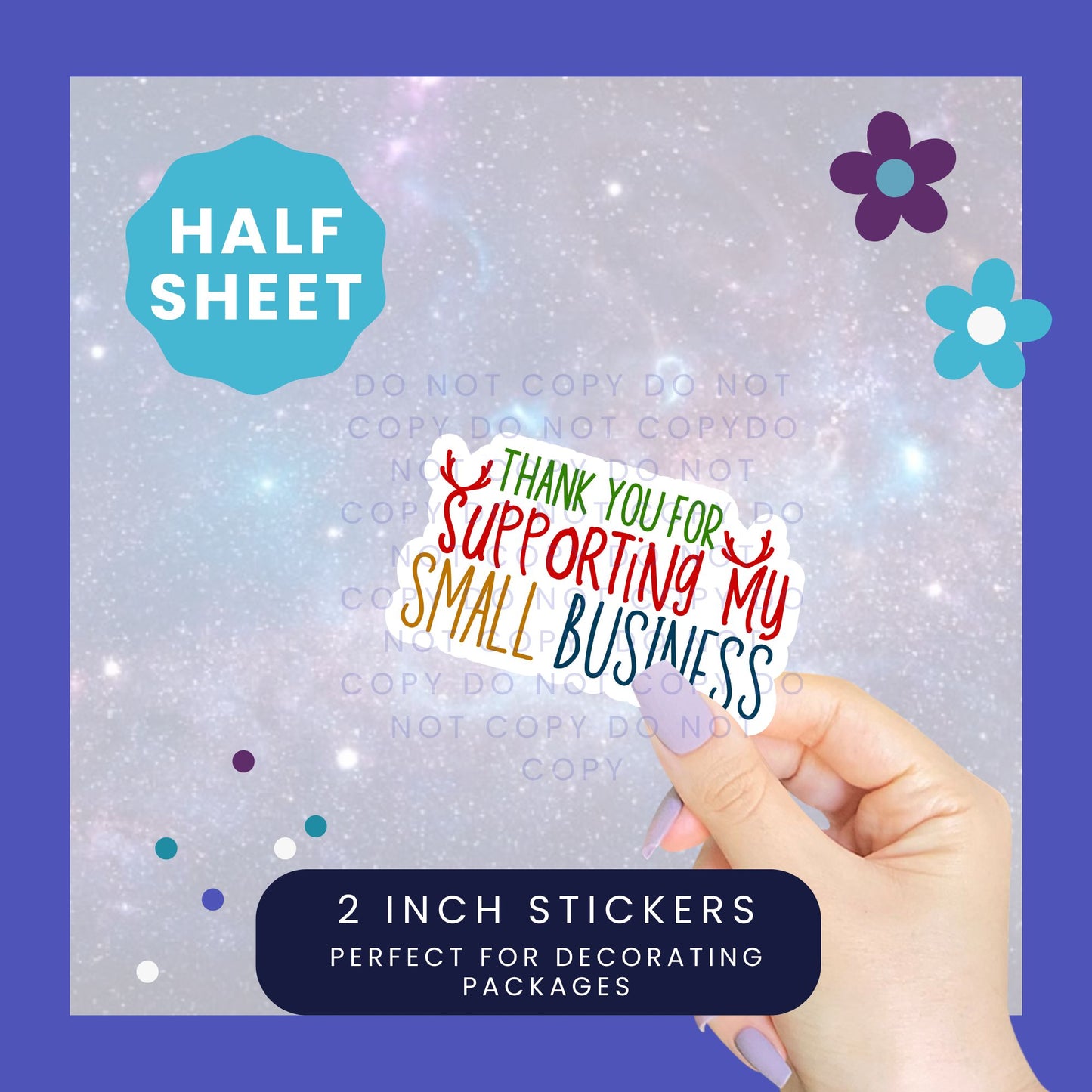 Thank You For Supporting My Small Business - Christmas Packaging Sticker Half Sheet