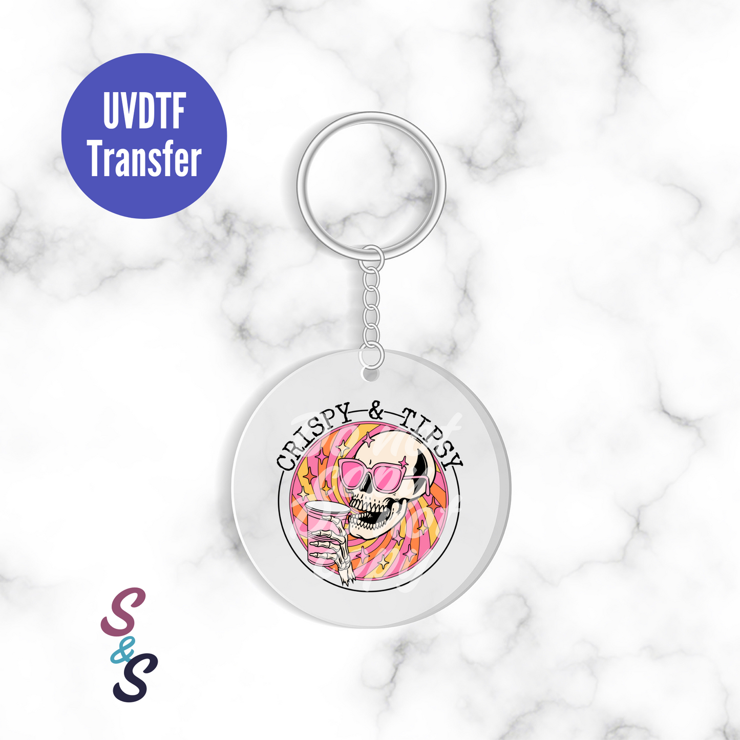 Crispy & Tipsy Skellie Keychain UVDTF Transfer