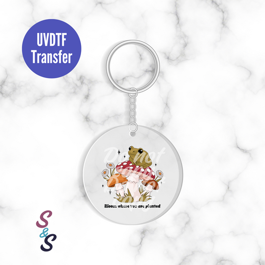 Bloom Where You Are Planted Frog Keychain UVDTF Transfer KC117