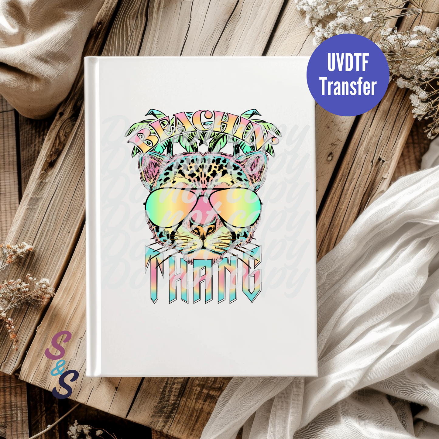 Beachin' Thang Leopard UVDTF Book/Notebook Transfer
