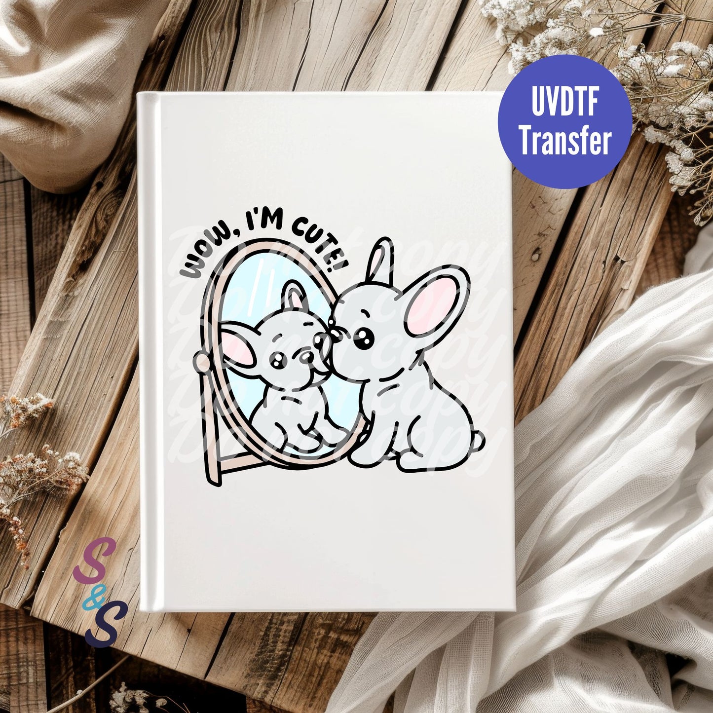 Wow I'm Cute Puppy UVDTF Book/Notebook Transfer
