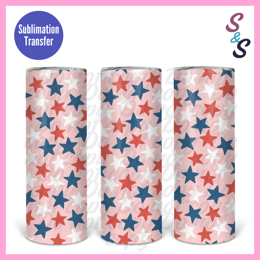 Red White & Blue Stars Sublimation Print Transfer