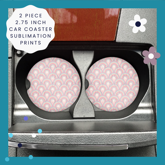 NEW RELEASE - Pastel Boho Rainbow Car Coaster Sublimation Print Transfer Set