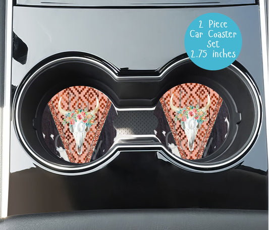 Cow Skull Western Car Coasters CC022