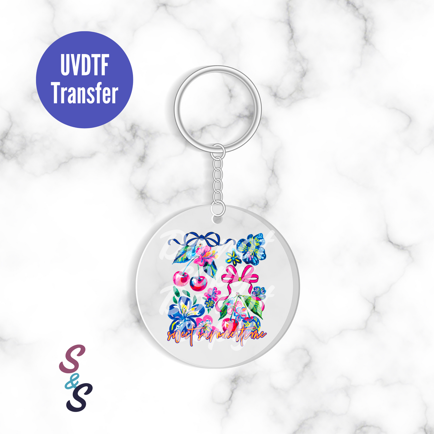 Sweet Summertime Cherries Keychain UVDTF Transfer KC158