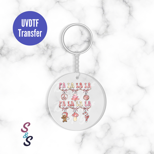 Fa La La La La Pastel Christmas Keychain UVDTF Transfer KC173