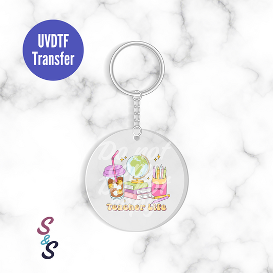 Teacher Life Iced Coffee Keychain UVDTF Transfer KC175