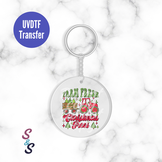 Farm Fresh Christmas Trees Keychain UVDTF Transfer KC188
