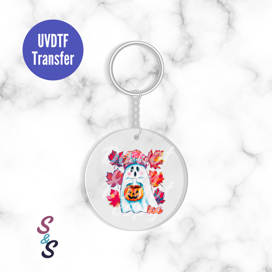 Watercolor Halloween Ghost Keychain UVDTF Transfer KC189