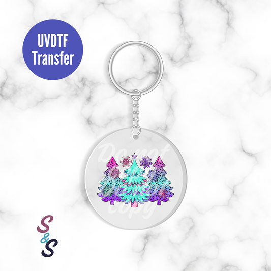 Neon Christmas Trees Keychain UVDTF Transfer KC192