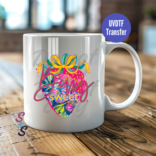 Berry Sweet Watercolor Strawberry Mug UVDTF Transfer D120