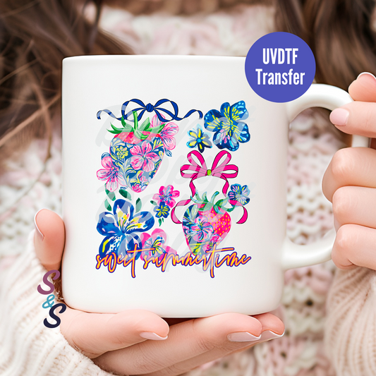 Sweet Summertime Strawberry Tile Mug UVDTF Transfer D126