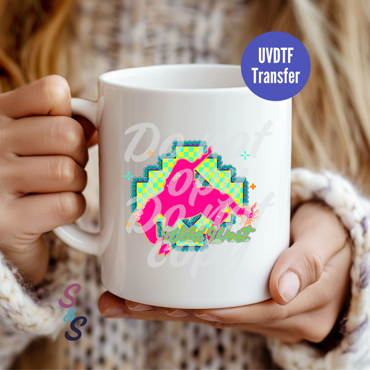 Wild West Neon Cowboy Mug UVDTF Transfer D154