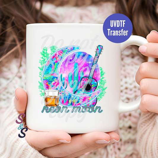 Neon Moon Watercolor Mug UVDTF Transfer D172