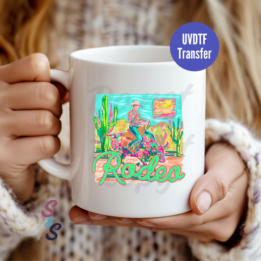 Rodeo Watercolor Mug UVDTF Transfer D177