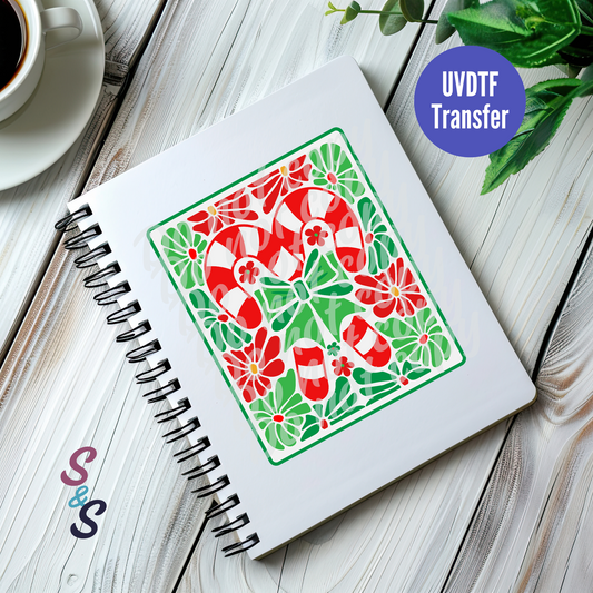 Candy Cane Tile UVDTF Book/Notebook Transfer C163