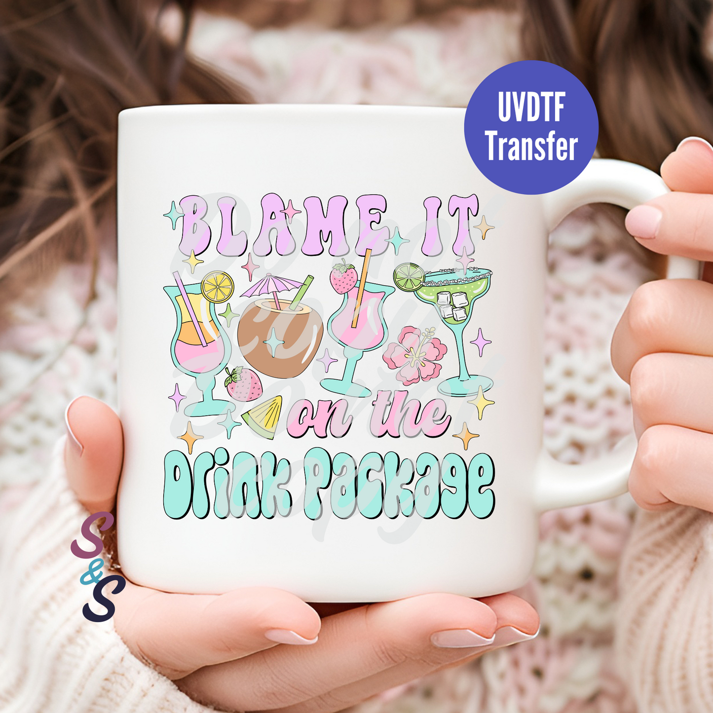 Blame It On The Drink Package Mug UVDTF Transfer UV156