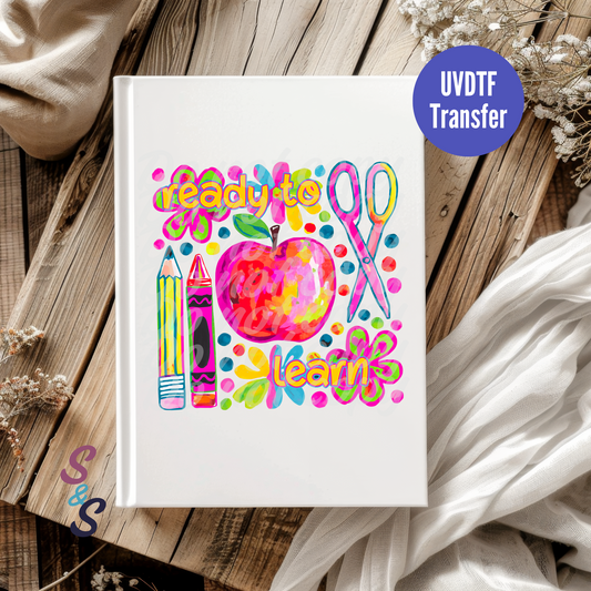 Ready To Learn Watercolor School Supplies UVDTF Book/Notebook Transfer C170