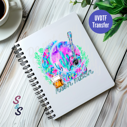 Watercolor Neon Moon UVDTF Book/Notebook Transfer C171