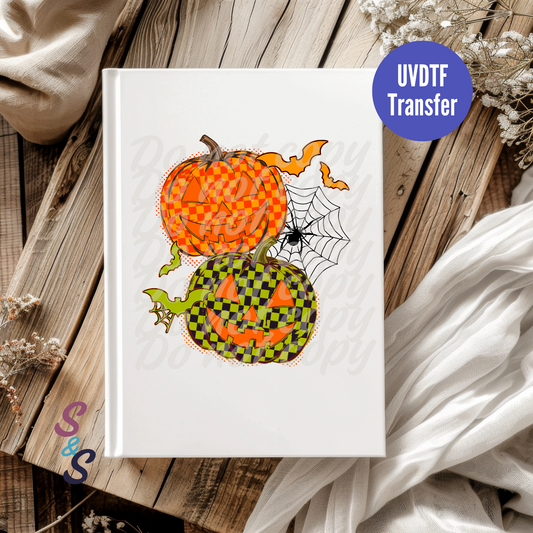 Checkered Pumpkins Halloween UVDTF Book/Notebook Transfer C174