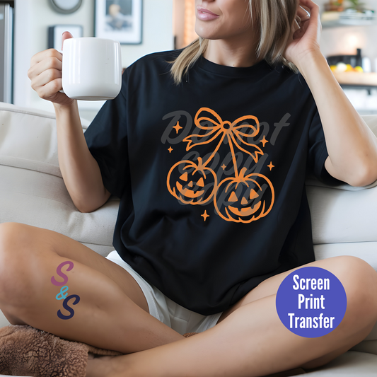 Pumpkin Cherries - Orange Ink - Screen Print SC039