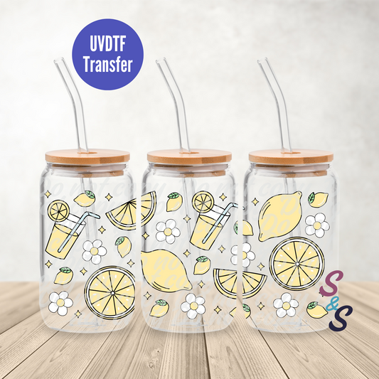 Lemon Lover UVDTF Transfer 16 Oz Glass Can Wrap E106