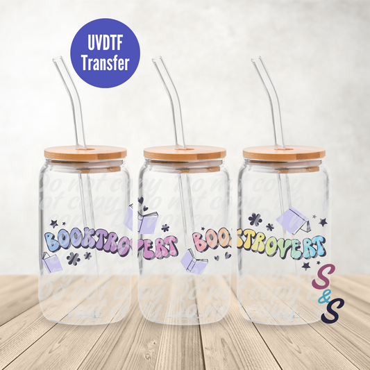 Booktrovert Rainbow UVDTF Transfer 16 Oz Glass Can Wrap E123