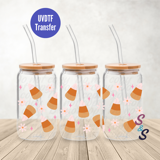 Candy Corn UVDTF Transfer 16 Oz Glass Can Wrap E130