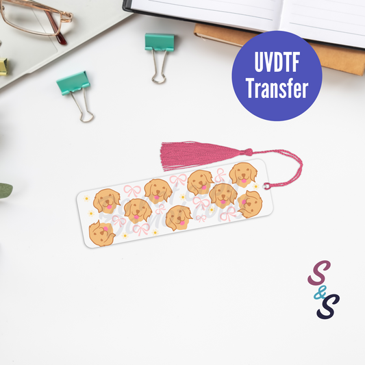 Golden Retriever Dog Bookmark UVDTF Transfer