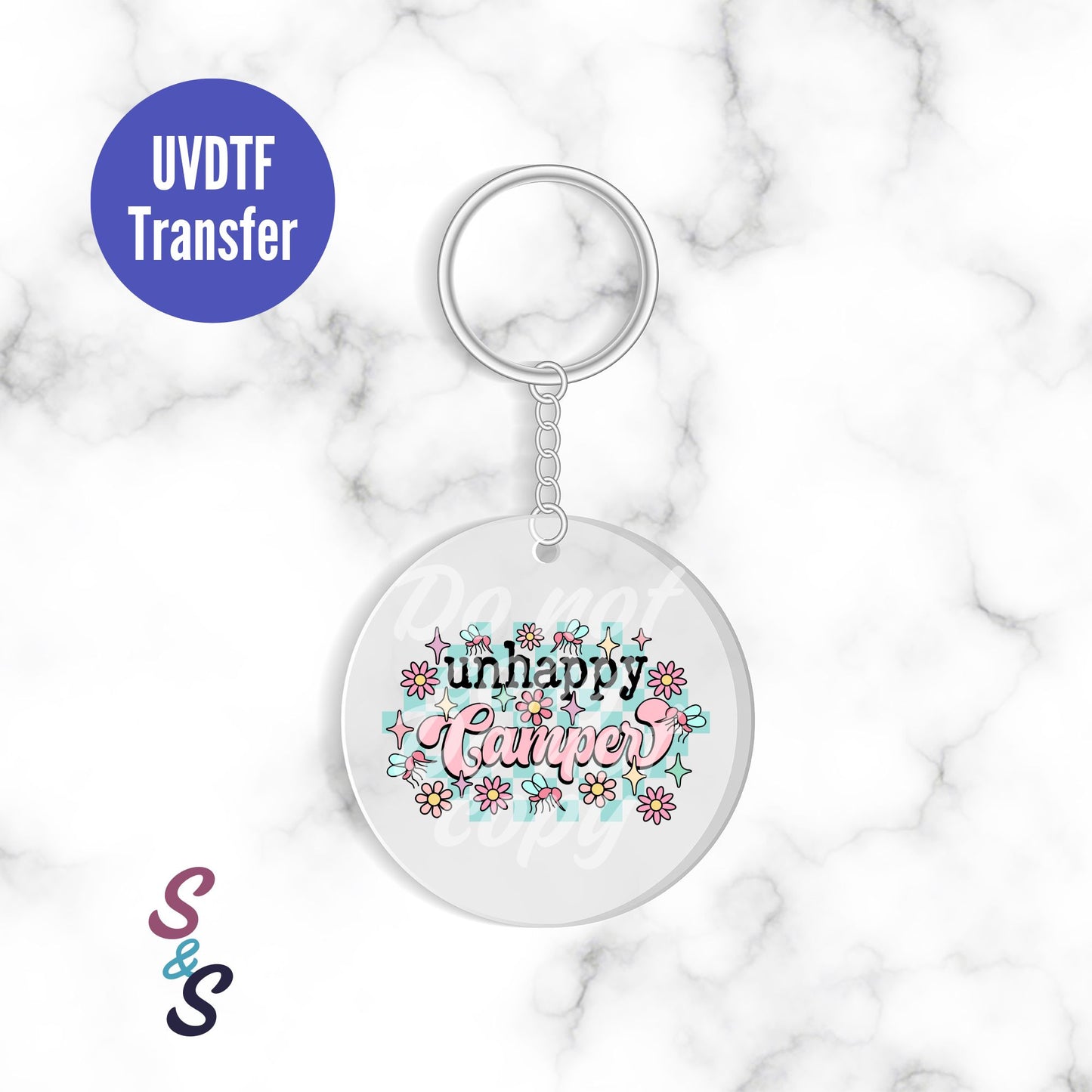 Unhappy Camper Keychain UVDTF Transfer KC194