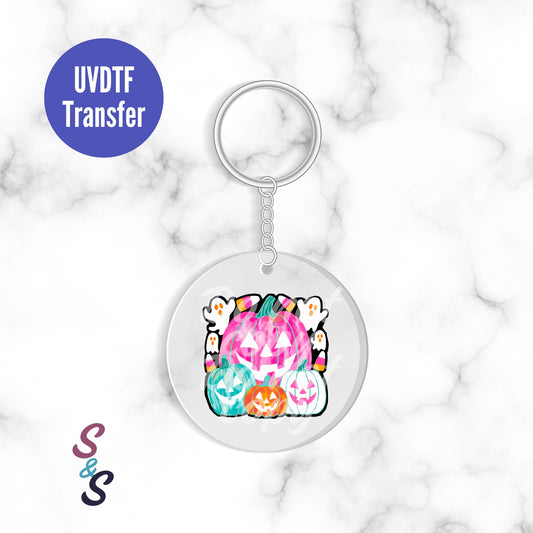Watercolor Jack O Lanterns Keychain UVDTF Transfer KC201