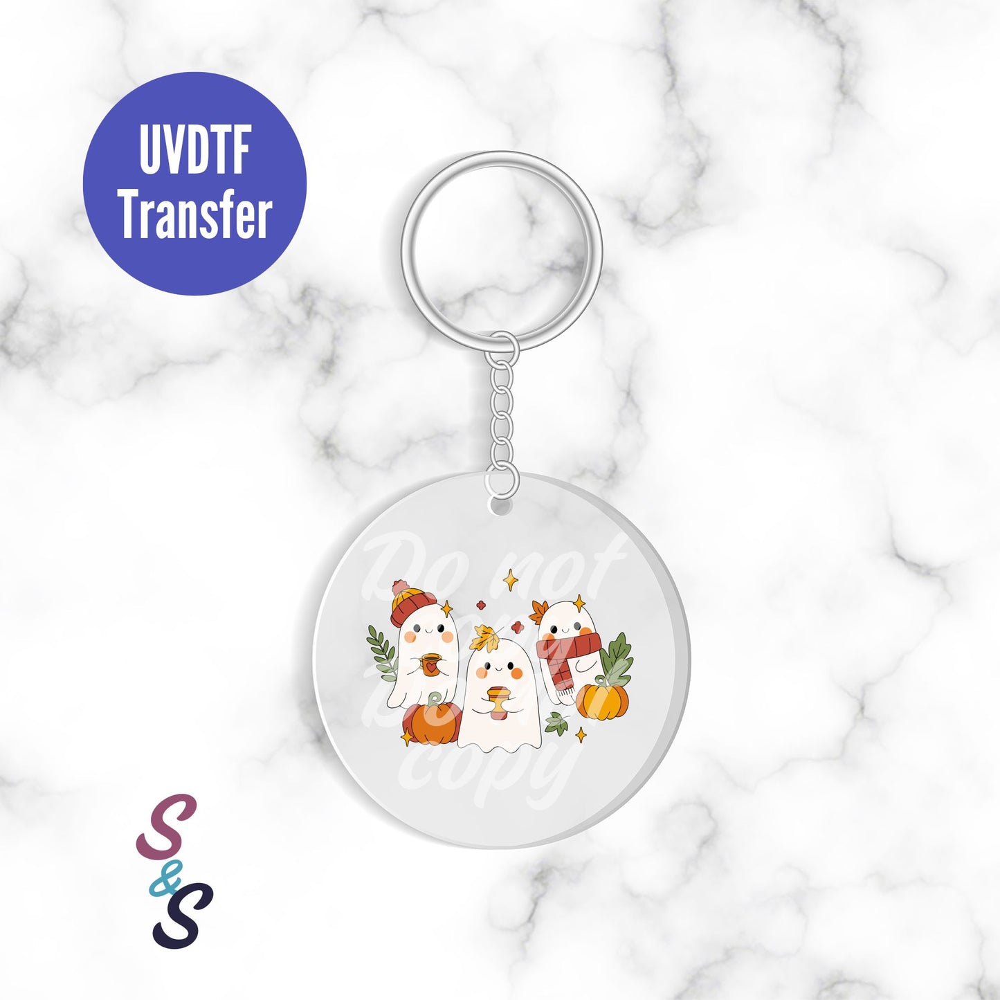 Fall Ghosts Keychain UVDTF Transfer KC202