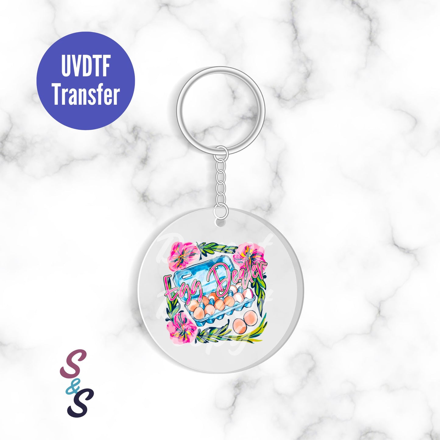 Egg Dealer Chickens Keychain UVDTF Transfer KC204