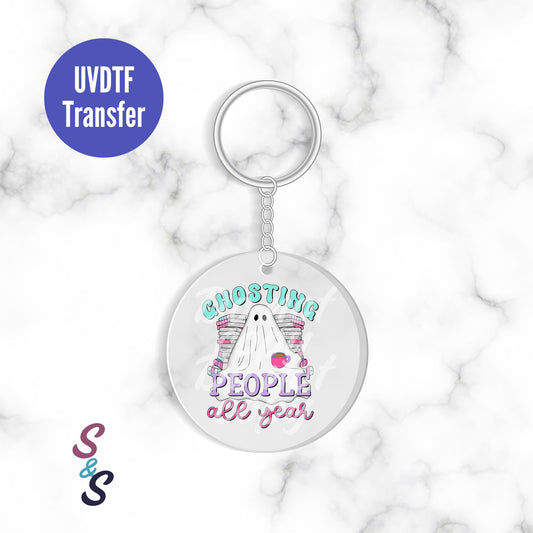 Ghosting People All Year Ghost Books Keychain UVDTF Transfer KC207