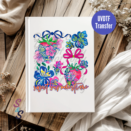 Sweet Summertime Strawberries UVDTF Book/Notebook Transfer C129