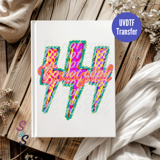 Cowgirl Lightning Bolt UVDTF Book/Notebook Transfer C149