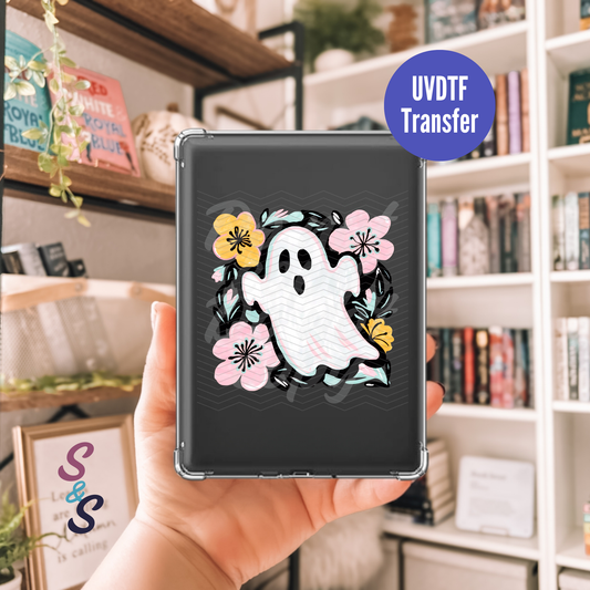 Pastel Floral Ghost Kindle UVDTF Transfer K116