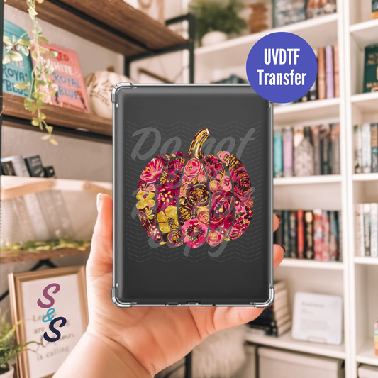 Maroon Floral Pumpkins Kindle UVDTF Transfer K118