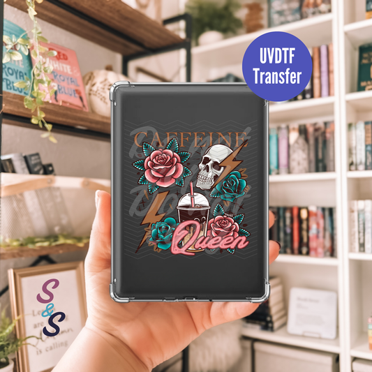 Caffeine Queen Skull Kindle UVDTF Transfer K122