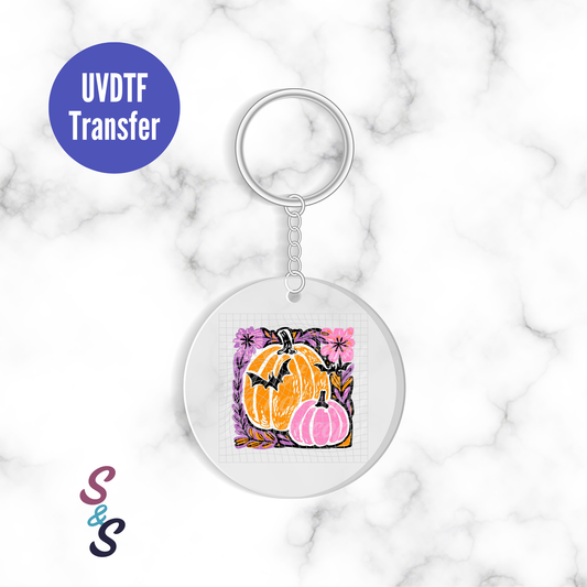 Pumpkins & Bats Tile Keychain UVDTF Transfer KC242