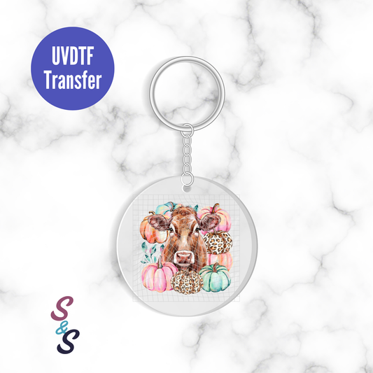 Pastel Pumpkins & Cow Keychain UVDTF Transfer KC250