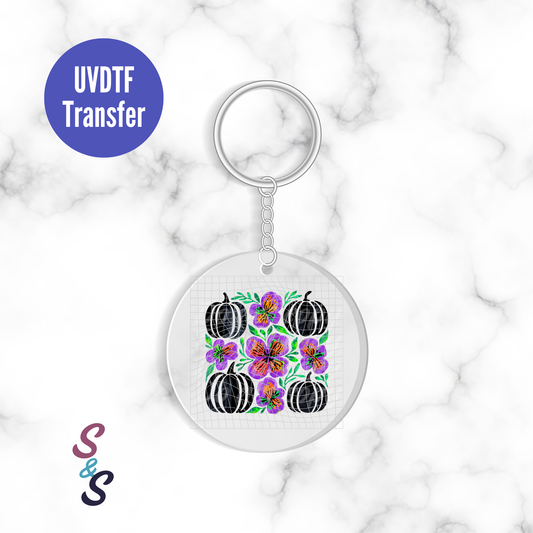 Pumpkins & Flowers Keychain UVDTF Transfer KC252
