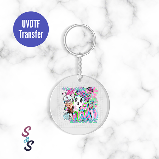 More Coffee Less Boo Ghost Keychain UVDTF Transfer KC259
