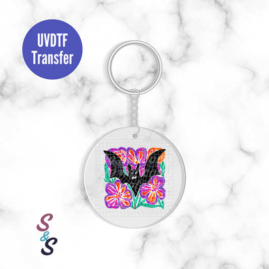 Flowers & Bats Tile Keychain UVDTF Transfer KC262