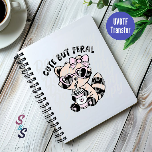Cute But Feral Raccoon UVDTF Book/Notebook Transfer C215