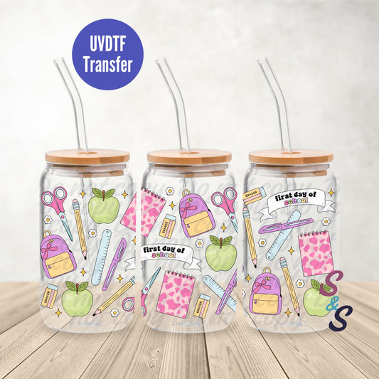 First Day Of School UVDTF Transfer 16 Oz Glass Can Wrap B119B