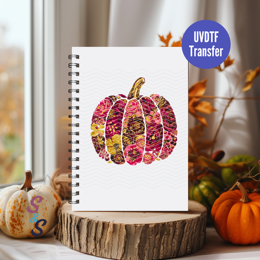 Maroon Floral Pumpkin UVDTF Book/Notebook Transfer C254