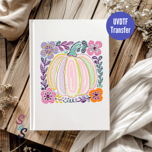 Pastel Floral Pumpkin UVDTF Book/Notebook Transfer C260