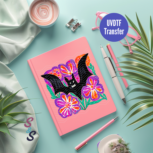 Bat Floral Halloween Tile UVDTF Book/Notebook Transfer C268