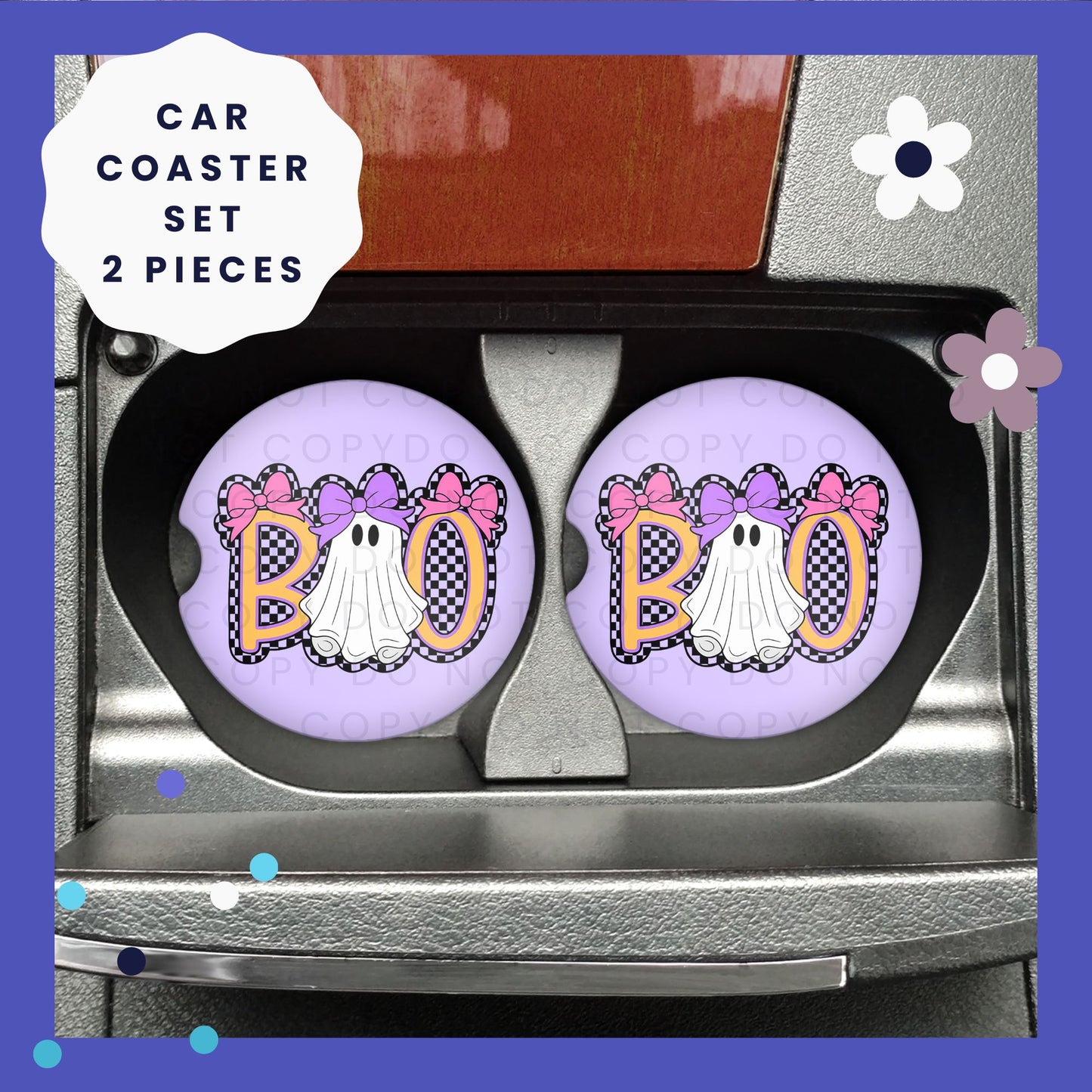 Cute Boo Ghost Car Coaster Set CC028